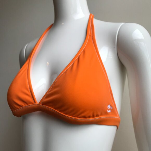 Billabong surf solid orange halter top low rise bikini set - Picture 3 of 8